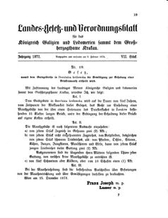 Landes-Gesetz- und Verordnungsblatt für das Königreich Galizien und Lodomerien sammt dem Großherzogthume Krakau 18720209 Seite: 7