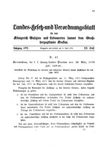 Landes-Gesetz- und Verordnungsblatt für das Königreich Galizien und Lodomerien sammt dem Großherzogthume Krakau 18720414 Seite: 11