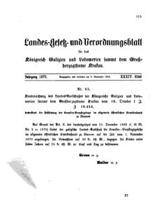 Landes-Gesetz- und Verordnungsblatt für das Königreich Galizien und Lodomerien sammt dem Großherzogthume Krakau 18721109 Seite: 1