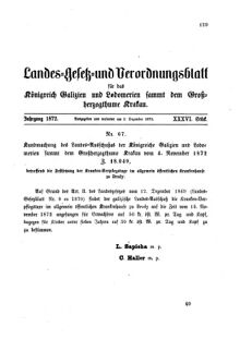 Landes-Gesetz- und Verordnungsblatt für das Königreich Galizien und Lodomerien sammt dem Großherzogthume Krakau 18721202 Seite: 1