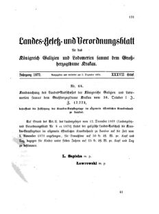 Landes-Gesetz- und Verordnungsblatt für das Königreich Galizien und Lodomerien sammt dem Großherzogthume Krakau