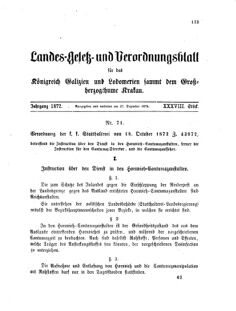 Landes-Gesetz- und Verordnungsblatt für das Königreich Galizien und Lodomerien sammt dem Großherzogthume Krakau 18721227 Seite: 1