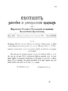 Landes-Gesetz- und Verordnungsblatt für das Königreich Galizien und Lodomerien sammt dem Großherzogthume Krakau 1872bl02 Seite: 131