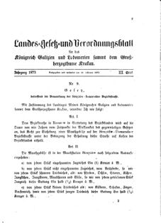 Landes-Gesetz- und Verordnungsblatt für das Königreich Galizien und Lodomerien sammt dem Großherzogthume Krakau 18730210 Seite: 1