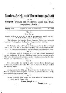 Landes-Gesetz- und Verordnungsblatt für das Königreich Galizien und Lodomerien sammt dem Großherzogthume Krakau 18730218 Seite: 1