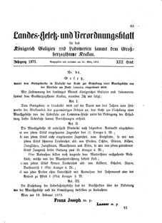 Landes-Gesetz- und Verordnungsblatt für das Königreich Galizien und Lodomerien sammt dem Großherzogthume Krakau