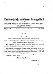 Landes-Gesetz- und Verordnungsblatt für das Königreich Galizien und Lodomerien sammt dem Großherzogthume Krakau 18730329 Seite: 1