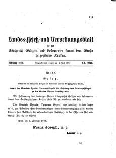 Landes-Gesetz- und Verordnungsblatt für das Königreich Galizien und Lodomerien sammt dem Großherzogthume Krakau