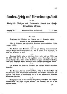 Landes-Gesetz- und Verordnungsblatt für das Königreich Galizien und Lodomerien sammt dem Großherzogthume Krakau 18730429 Seite: 1