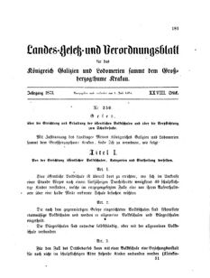 Landes-Gesetz- und Verordnungsblatt für das Königreich Galizien und Lodomerien sammt dem Großherzogthume Krakau 18730701 Seite: 1