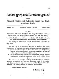 Landes-Gesetz- und Verordnungsblatt für das Königreich Galizien und Lodomerien sammt dem Großherzogthume Krakau 18730702 Seite: 1