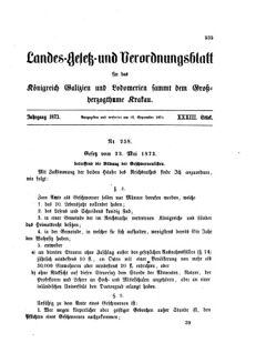 Landes-Gesetz- und Verordnungsblatt für das Königreich Galizien und Lodomerien sammt dem Großherzogthume Krakau 18730916 Seite: 1