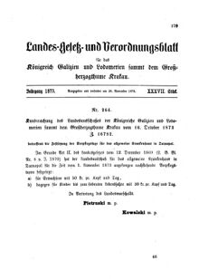 Landes-Gesetz- und Verordnungsblatt für das Königreich Galizien und Lodomerien sammt dem Großherzogthume Krakau 18731126 Seite: 1