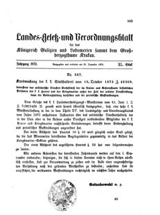 Landes-Gesetz- und Verordnungsblatt für das Königreich Galizien und Lodomerien sammt dem Großherzogthume Krakau 18731230 Seite: 1