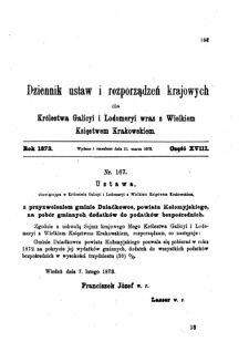 Landes-Gesetz- und Verordnungsblatt für das Königreich Galizien und Lodomerien sammt dem Großherzogthume Krakau 1873bl01 Seite: 103