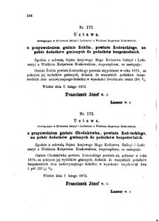 Landes-Gesetz- und Verordnungsblatt für das Königreich Galizien und Lodomerien sammt dem Großherzogthume Krakau 1873bl01 Seite: 106