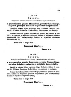 Landes-Gesetz- und Verordnungsblatt für das Königreich Galizien und Lodomerien sammt dem Großherzogthume Krakau 1873bl01 Seite: 109