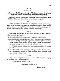 Landes-Gesetz- und Verordnungsblatt für das Königreich Galizien und Lodomerien sammt dem Großherzogthume Krakau 1873bl01 Seite: 11