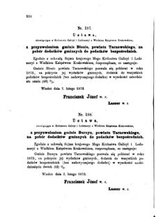 Landes-Gesetz- und Verordnungsblatt für das Königreich Galizien und Lodomerien sammt dem Großherzogthume Krakau 1873bl01 Seite: 114