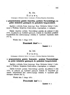 Landes-Gesetz- und Verordnungsblatt für das Königreich Galizien und Lodomerien sammt dem Großherzogthume Krakau 1873bl01 Seite: 115