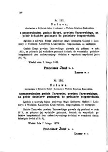 Landes-Gesetz- und Verordnungsblatt für das Königreich Galizien und Lodomerien sammt dem Großherzogthume Krakau 1873bl01 Seite: 116