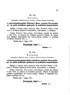 Landes-Gesetz- und Verordnungsblatt für das Königreich Galizien und Lodomerien sammt dem Großherzogthume Krakau 1873bl01 Seite: 117