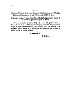 Landes-Gesetz- und Verordnungsblatt für das Königreich Galizien und Lodomerien sammt dem Großherzogthume Krakau 1873bl01 Seite: 12