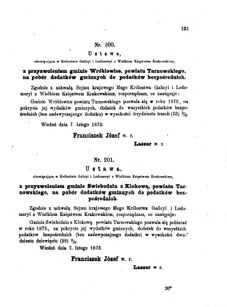 Landes-Gesetz- und Verordnungsblatt für das Königreich Galizien und Lodomerien sammt dem Großherzogthume Krakau 1873bl01 Seite: 121