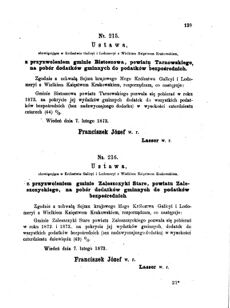 Landes-Gesetz- und Verordnungsblatt für das Königreich Galizien und Lodomerien sammt dem Großherzogthume Krakau 1873bl01 Seite: 129