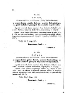 Landes-Gesetz- und Verordnungsblatt für das Königreich Galizien und Lodomerien sammt dem Großherzogthume Krakau 1873bl01 Seite: 134