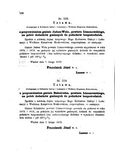 Landes-Gesetz- und Verordnungsblatt für das Königreich Galizien und Lodomerien sammt dem Großherzogthume Krakau 1873bl01 Seite: 136