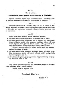 Landes-Gesetz- und Verordnungsblatt für das Königreich Galizien und Lodomerien sammt dem Großherzogthume Krakau 1873bl01 Seite: 15