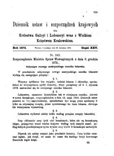 Landes-Gesetz- und Verordnungsblatt für das Königreich Galizien und Lodomerien sammt dem Großherzogthume Krakau 1873bl01 Seite: 153