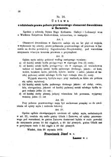 Landes-Gesetz- und Verordnungsblatt für das Königreich Galizien und Lodomerien sammt dem Großherzogthume Krakau 1873bl01 Seite: 16