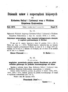 Landes-Gesetz- und Verordnungsblatt für das Königreich Galizien und Lodomerien sammt dem Großherzogthume Krakau 1873bl01 Seite: 17