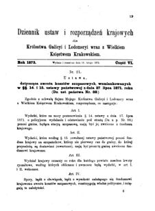 Landes-Gesetz- und Verordnungsblatt für das Königreich Galizien und Lodomerien sammt dem Großherzogthume Krakau 1873bl01 Seite: 19