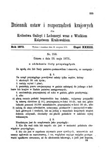 Landes-Gesetz- und Verordnungsblatt für das Königreich Galizien und Lodomerien sammt dem Großherzogthume Krakau 1873bl01 Seite: 235