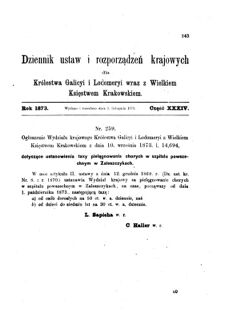 Landes-Gesetz- und Verordnungsblatt für das Königreich Galizien und Lodomerien sammt dem Großherzogthume Krakau 1873bl01 Seite: 243