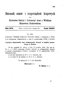 Landes-Gesetz- und Verordnungsblatt für das Königreich Galizien und Lodomerien sammt dem Großherzogthume Krakau 1873bl01 Seite: 245