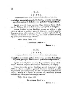 Landes-Gesetz- und Verordnungsblatt für das Königreich Galizien und Lodomerien sammt dem Großherzogthume Krakau 1873bl01 Seite: 36