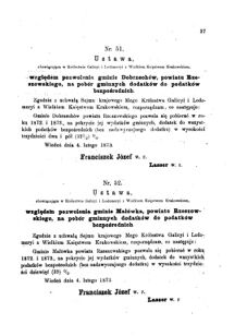 Landes-Gesetz- und Verordnungsblatt für das Königreich Galizien und Lodomerien sammt dem Großherzogthume Krakau 1873bl01 Seite: 37