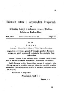 Landes-Gesetz- und Verordnungsblatt für das Königreich Galizien und Lodomerien sammt dem Großherzogthume Krakau 1873bl01 Seite: 39