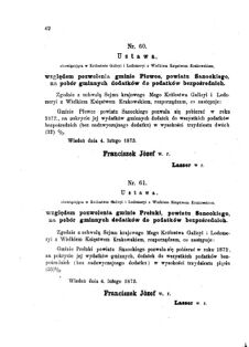 Landes-Gesetz- und Verordnungsblatt für das Königreich Galizien und Lodomerien sammt dem Großherzogthume Krakau 1873bl01 Seite: 42