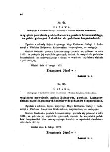 Landes-Gesetz- und Verordnungsblatt für das Königreich Galizien und Lodomerien sammt dem Großherzogthume Krakau 1873bl01 Seite: 44