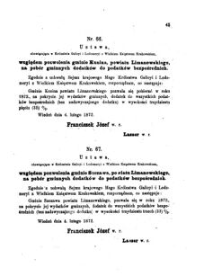 Landes-Gesetz- und Verordnungsblatt für das Königreich Galizien und Lodomerien sammt dem Großherzogthume Krakau 1873bl01 Seite: 45