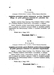 Landes-Gesetz- und Verordnungsblatt für das Königreich Galizien und Lodomerien sammt dem Großherzogthume Krakau 1873bl01 Seite: 46