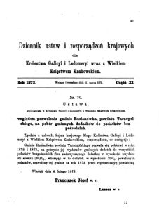 Landes-Gesetz- und Verordnungsblatt für das Königreich Galizien und Lodomerien sammt dem Großherzogthume Krakau 1873bl01 Seite: 47