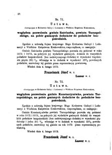 Landes-Gesetz- und Verordnungsblatt für das Königreich Galizien und Lodomerien sammt dem Großherzogthume Krakau 1873bl01 Seite: 48