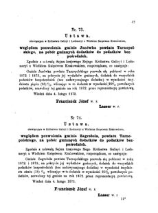 Landes-Gesetz- und Verordnungsblatt für das Königreich Galizien und Lodomerien sammt dem Großherzogthume Krakau 1873bl01 Seite: 49