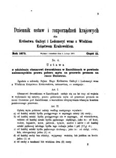 Landes-Gesetz- und Verordnungsblatt für das Königreich Galizien und Lodomerien sammt dem Großherzogthume Krakau 1873bl01 Seite: 5